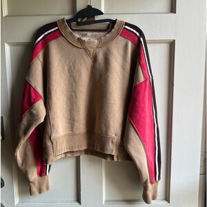 Free People Intercept Striped Pullover Sweatshirt